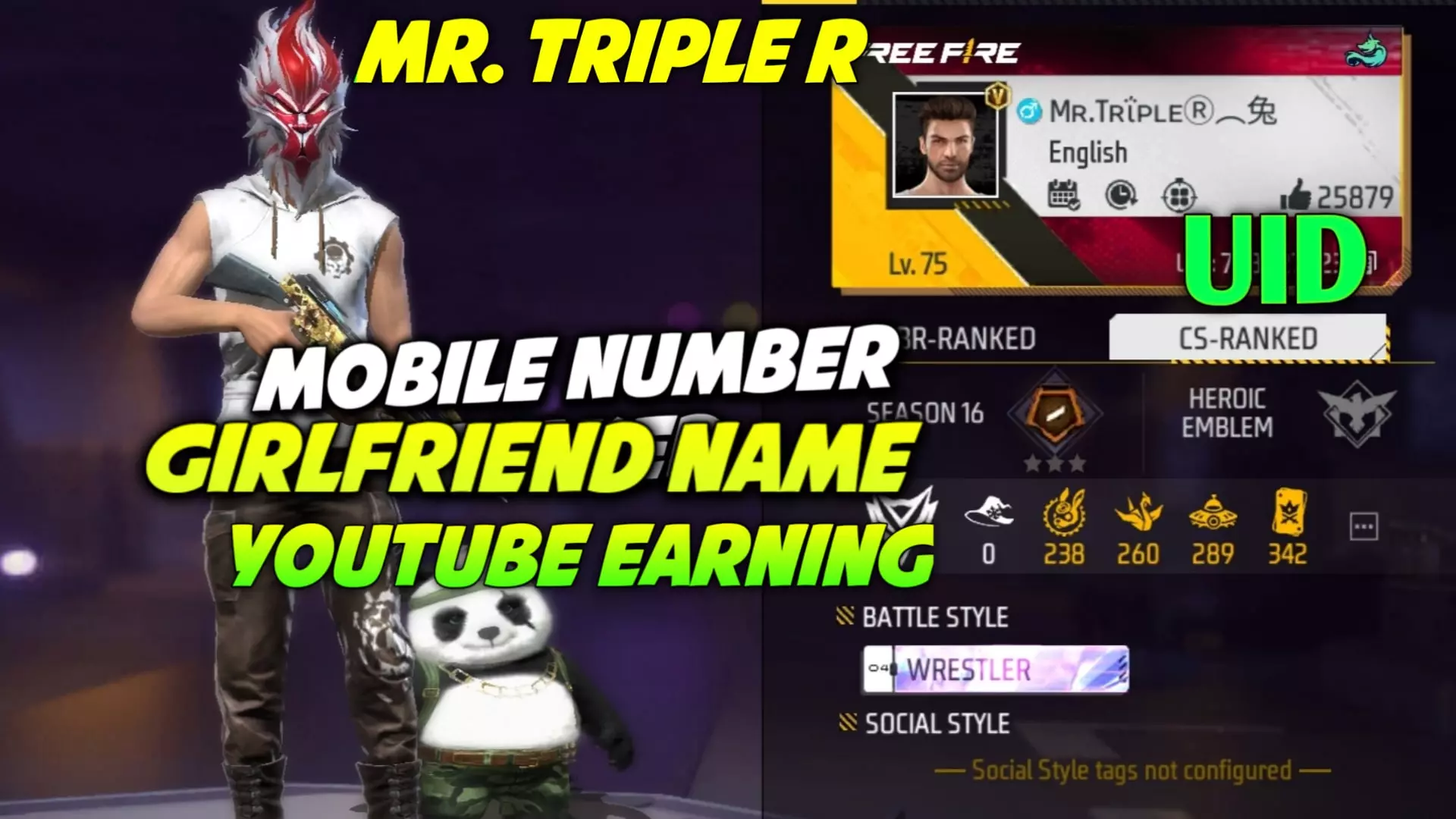 Mr Triple R free fire id | mr triple r original face | mr triple r song 2022