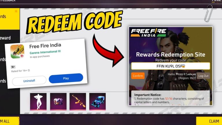 Free Fire Max Redeem Codes For September